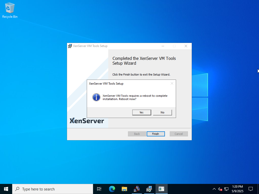 XenServer VM Tools Setup Settings