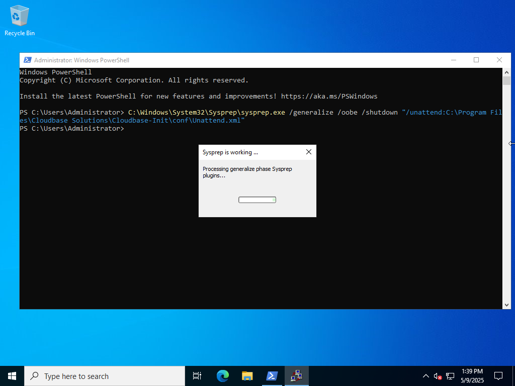 Sysprep is running