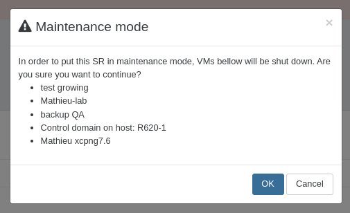 Enable maintenance mode on a storage repository