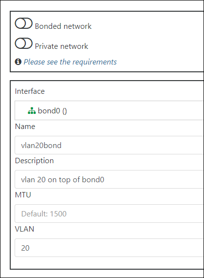 Create a VLAN network on top of the bond