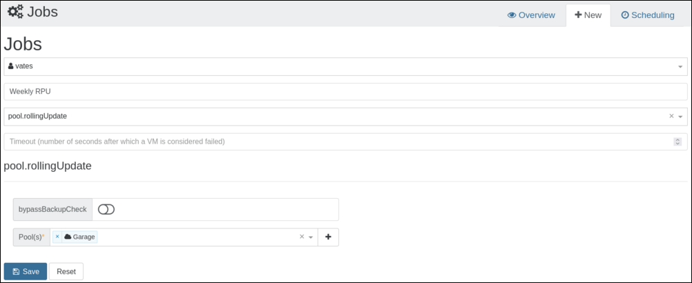 Create a scheduled Rolling Pool Update job