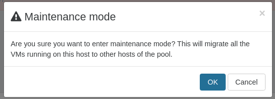 Enable maintenance mode from the host view