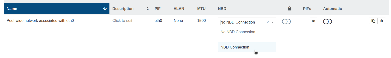 Enable NBD on the transfer network, in the pool's Network tab