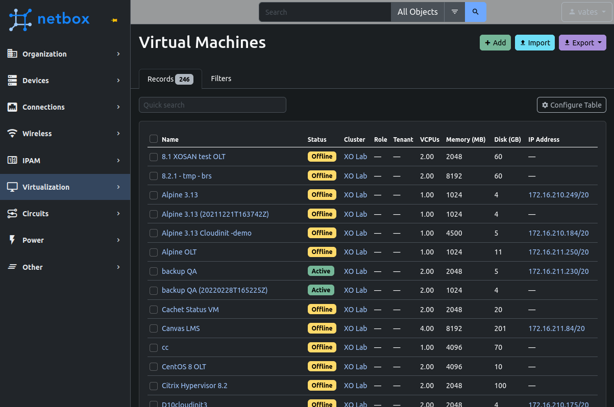 Your XO pools, VMs and IP addresses, synchronized in Netbox