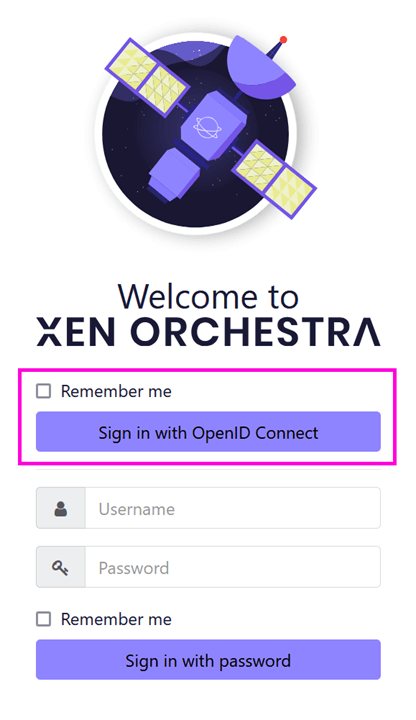 The XO login page with the Sign in with OpenID Connect button