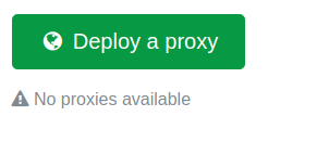 The Deploy a proxy button in the Proxies view, with no proxies deployed yet