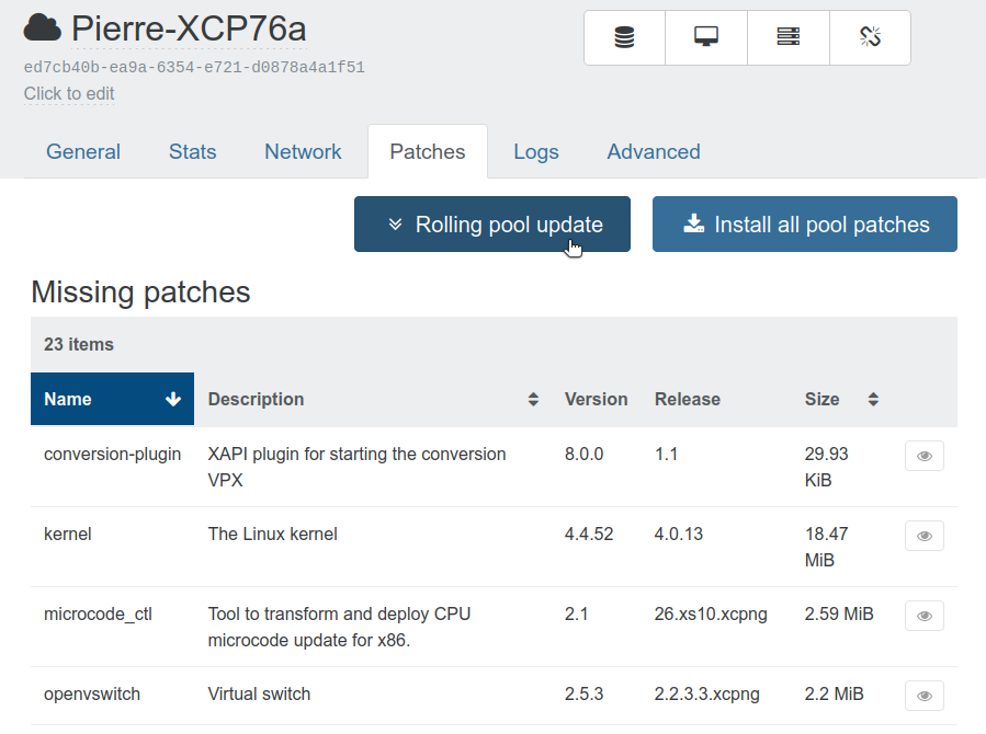 XO orchestrates everything: evacuate, patch, reboot, repeat on each host