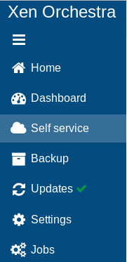 The Self Service entry in the XO main menu