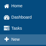 The New button displayed in the user's main menu