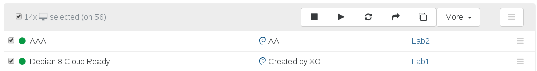 Select multiple objects to reveal the bulk action bar