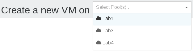 Select the pool where the VM will be created