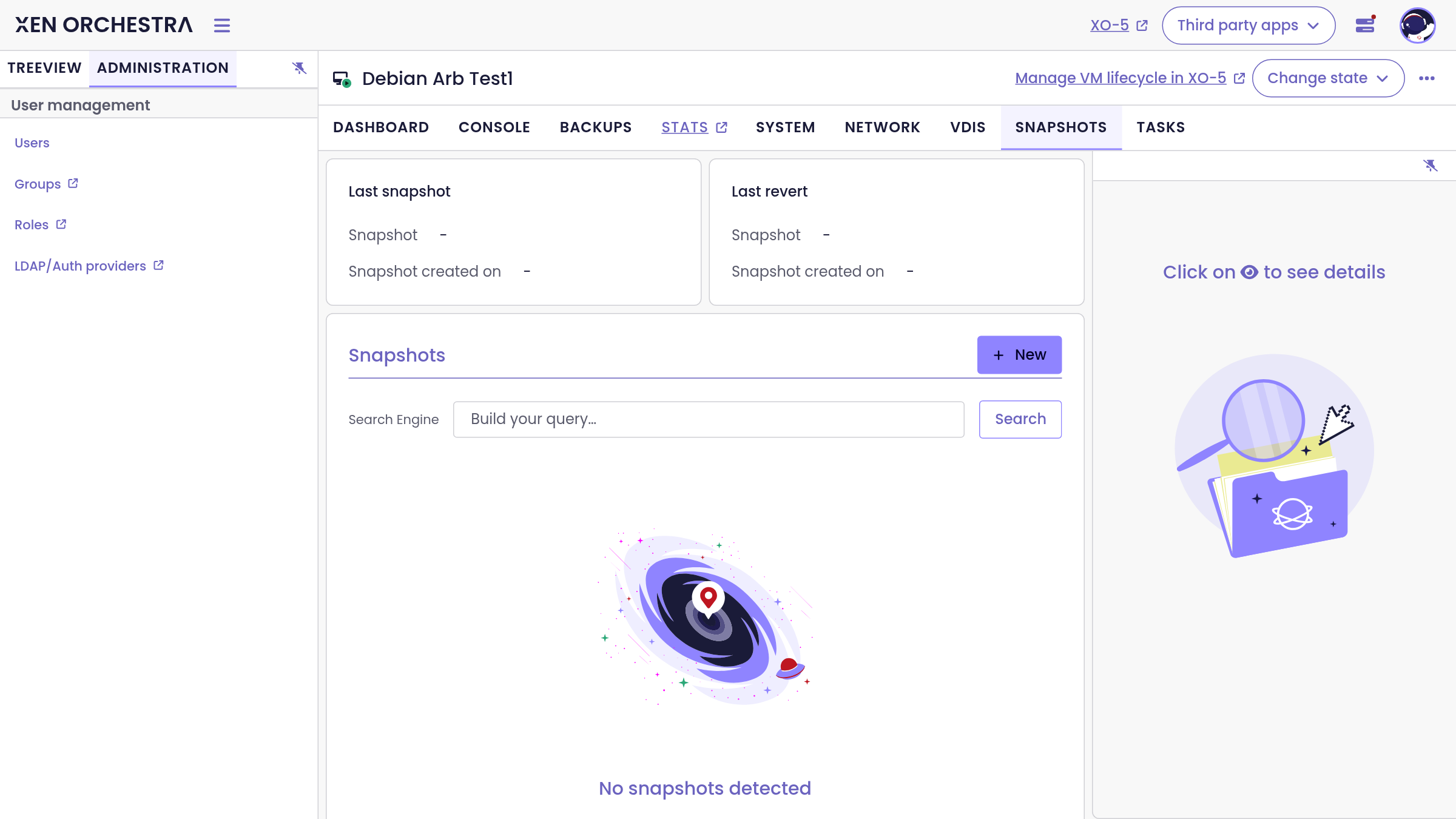 The Administration section in XO 6, where users and groups are managed