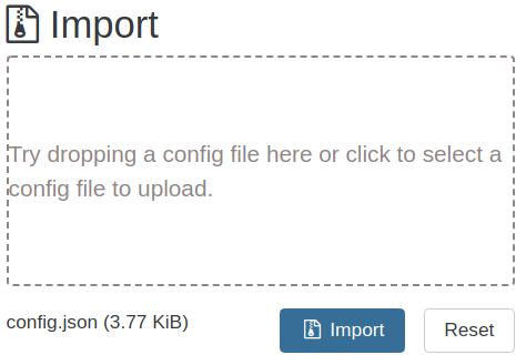 Importing the configuration on the new appliance