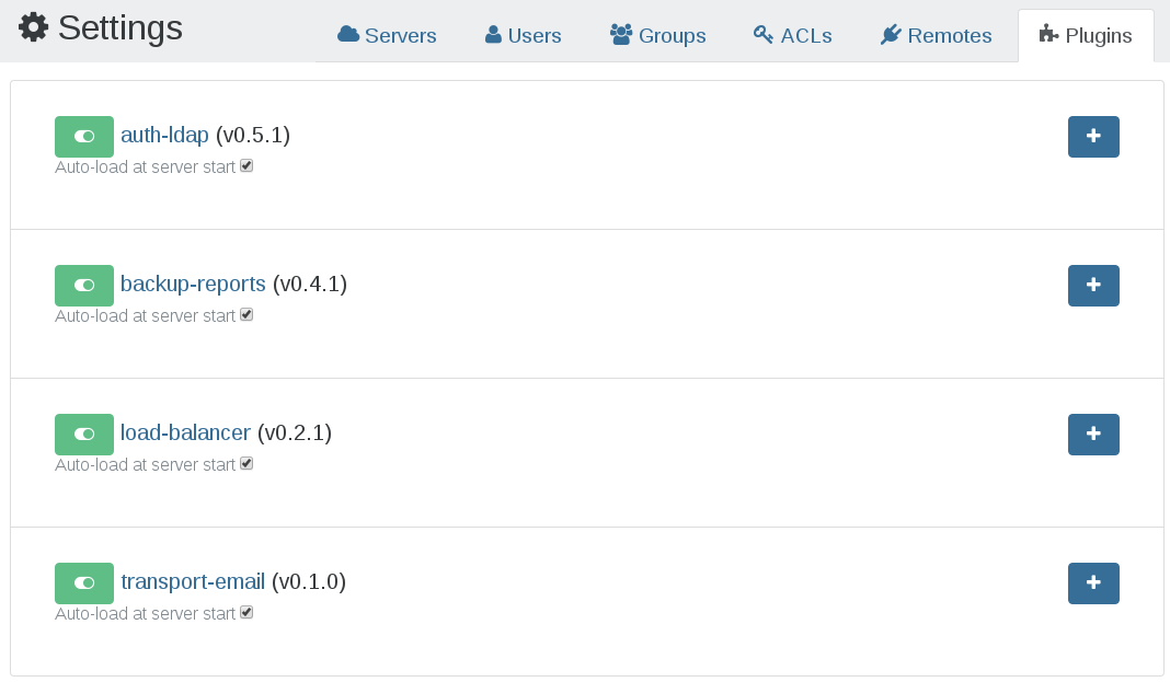 Configuring a plugin from the web interface